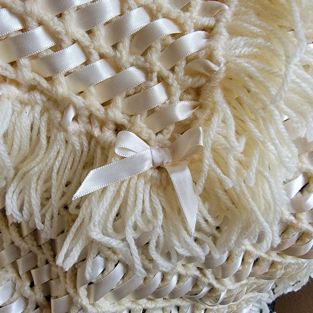 Handmade knitted chrochet baby blanket